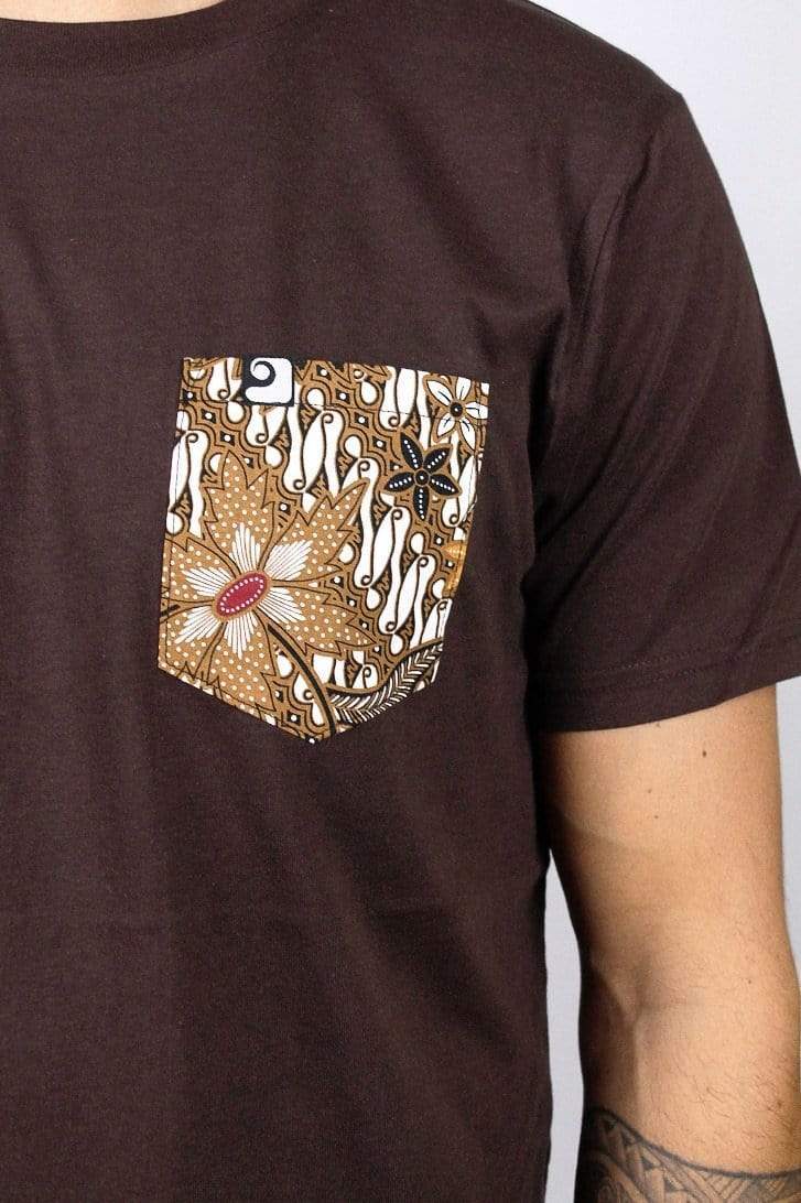 BROWN FLOWER POCKET TEE - panamunaproject Ethical, Organic & Sustainable T-shirts